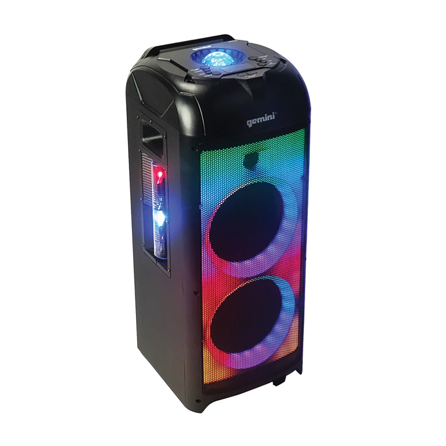 Gemini GPLT Series 360° Portable Bluetooth True Wireless Speaker System with LED Lights, Microphone, and Remote, Black, GPLT-360