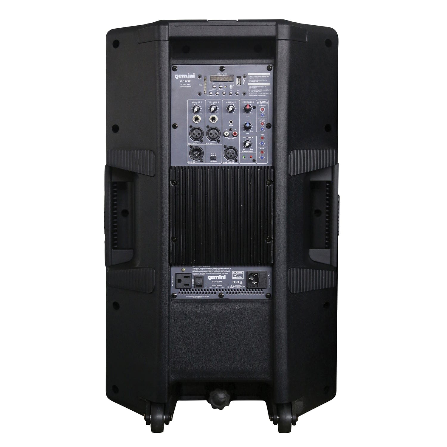 Gemini GSP Series Portable Bluetooth True Wireless PA Speaker with Media Player and Microphone, Black, GSP-2200
