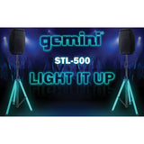 Gemini Professional Adjustable PA LED Speaker Stand with Remote, Black with Color-Changing Legs, STL-500