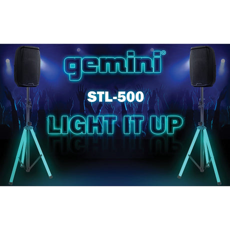 Gemini Professional Adjustable PA LED Speaker Stand with Remote, Black with Color-Changing Legs, STL-500