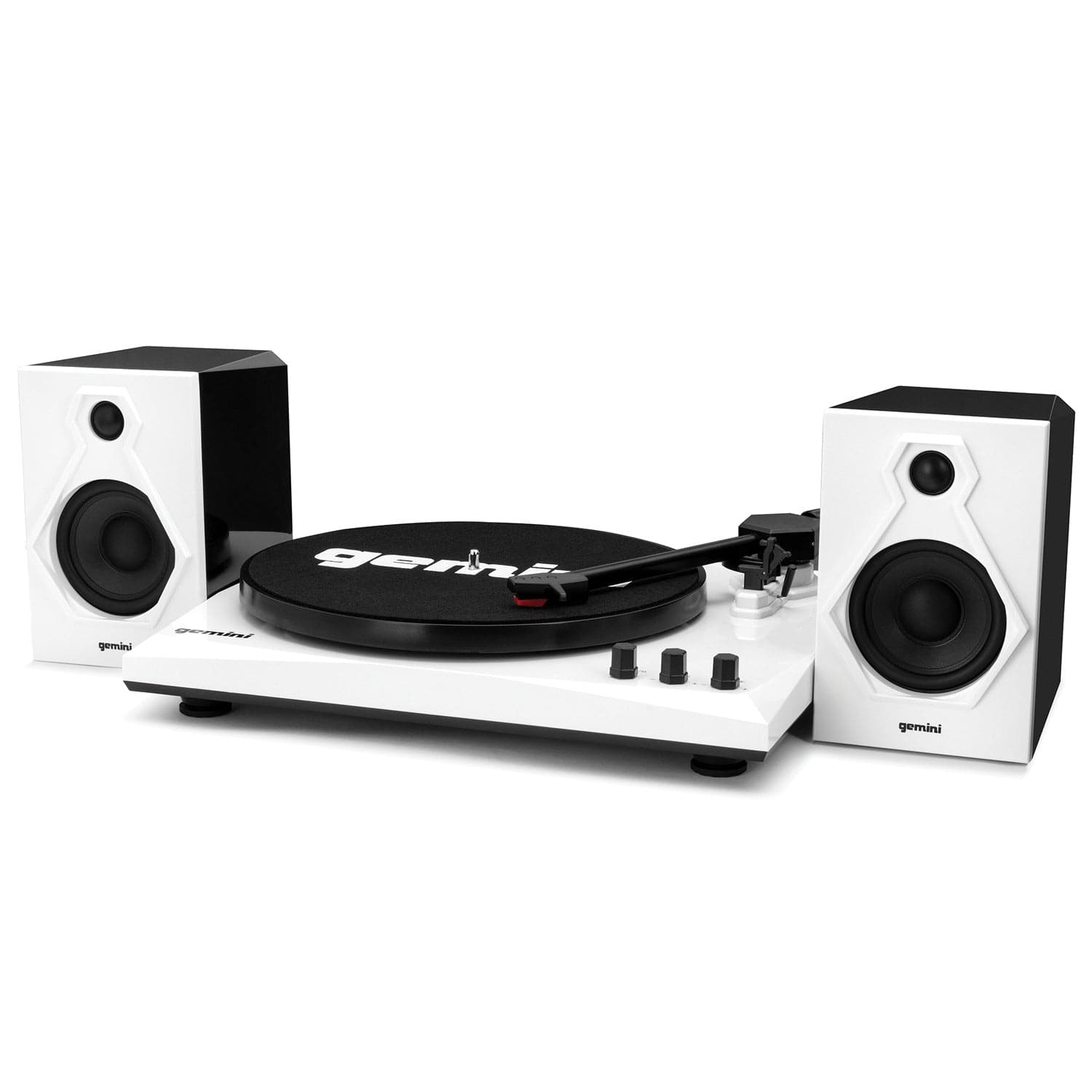 Gemini TT-900B Belt-Drive 3-Speed Turntable System with Bluetooth and Stereo Speakers, White