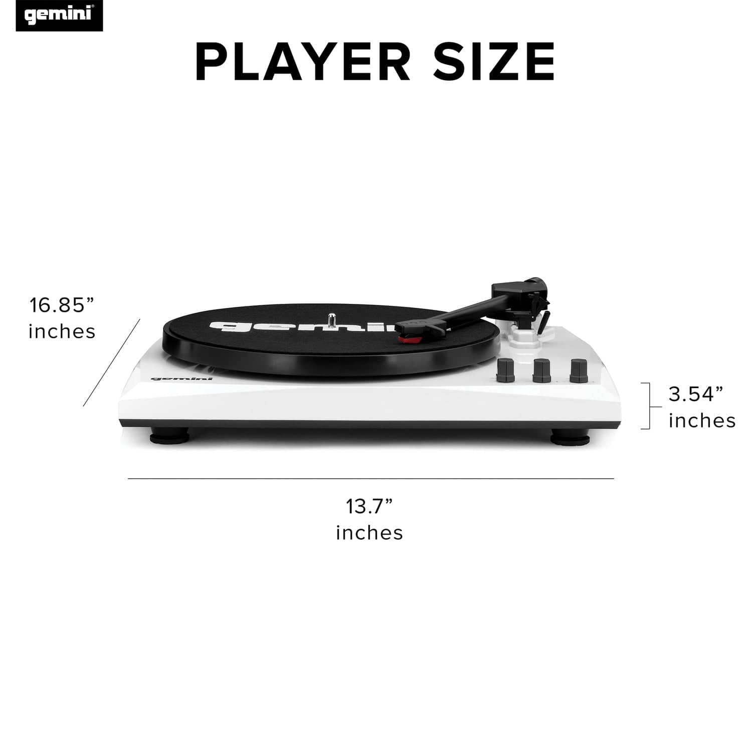 Gemini TT-900B Belt-Drive 3-Speed Turntable System with Bluetooth and Stereo Speakers, White