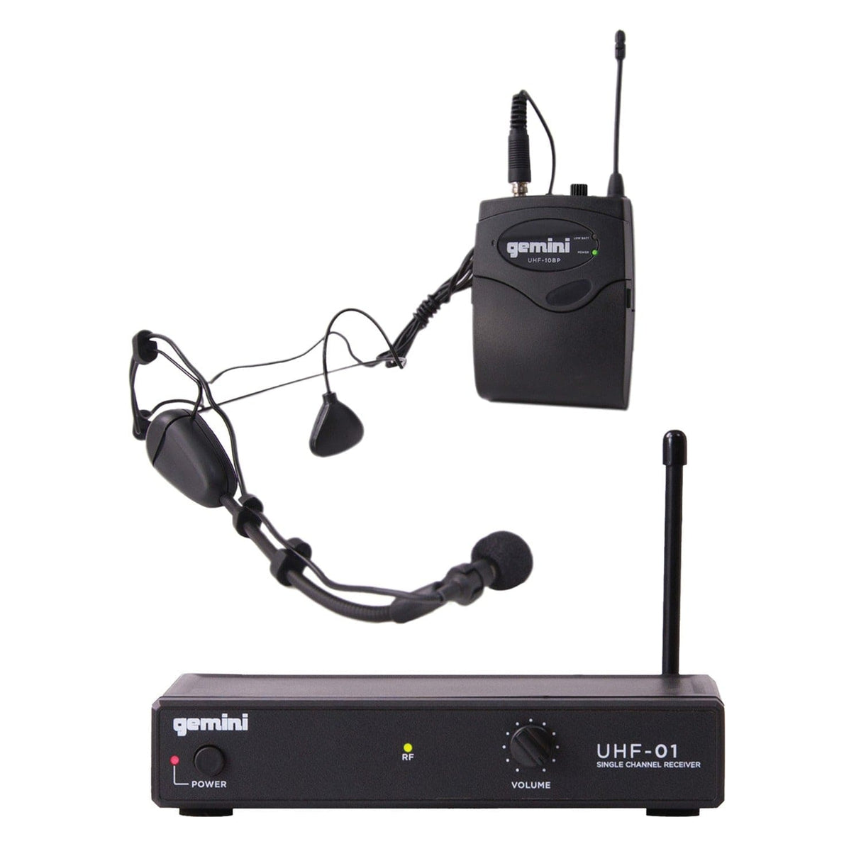 Gemini UHF-01HL-F2 UHF Single-Channel Wireless Microphone System with Headset and Lavalier Microphones