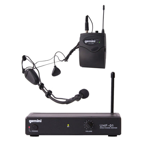 Gemini UHF-01HL-F2 UHF Single-Channel Wireless Microphone System with Headset and Lavalier Microphones