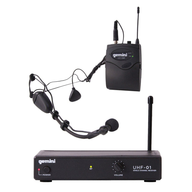 Gemini UHF-01HL-F2 UHF Single-Channel Wireless Microphone System with Headset and Lavalier Microphones