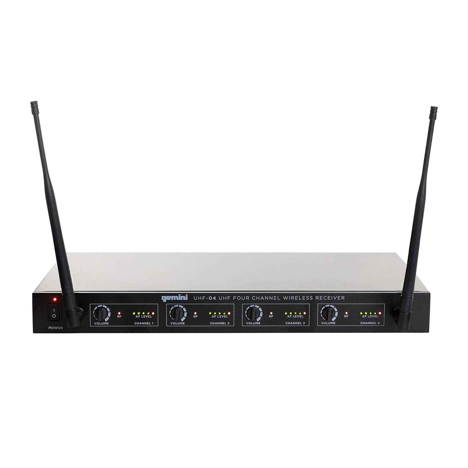 Gemini UHF-04M-S1234 UHF 4-Channel Wireless Microphone System with 4 Handheld Microphones and Receiver