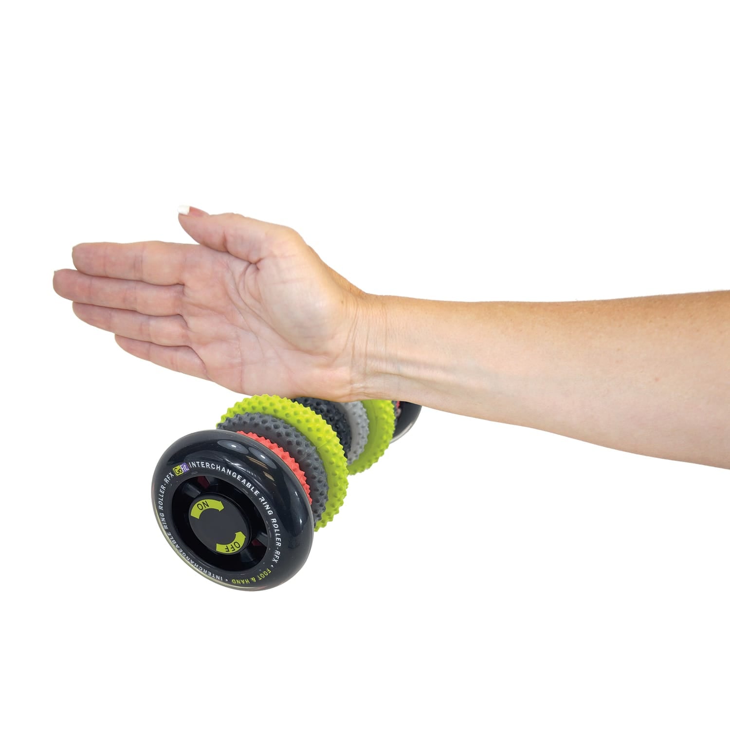 GoFit Interchangeable Ring Roller RFX with 10 Interchangeable Massage Rings