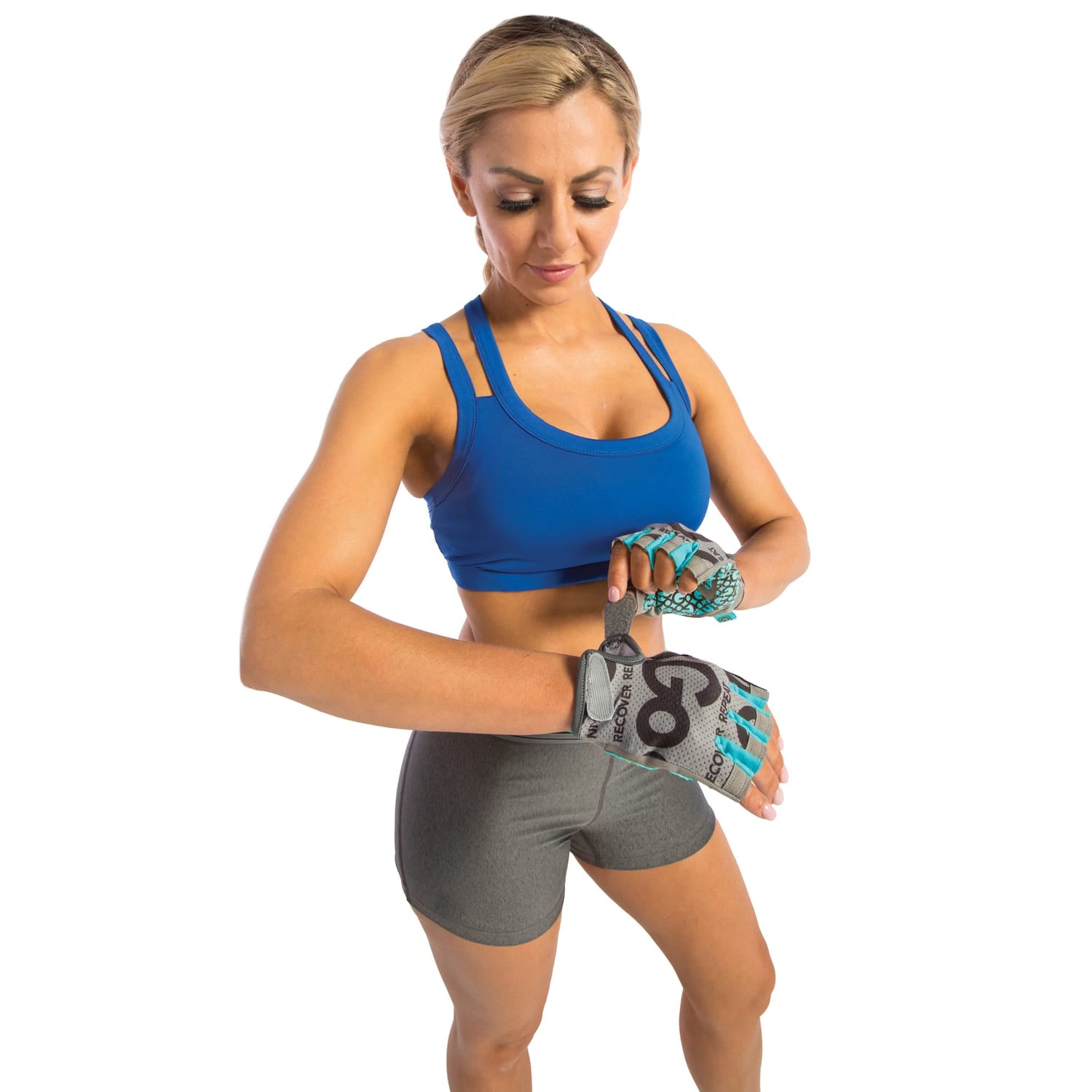 GoFit Women's Pro Trainer Gloves with Padded Go-Tac Palm, Medium, Teal