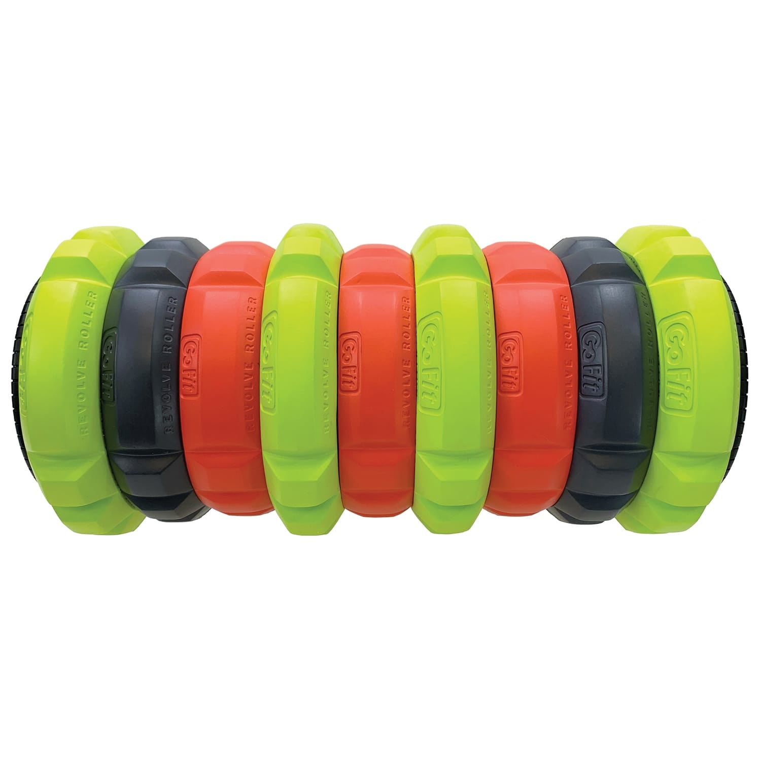 GoFit Revolve Roller with Adaptive Massage Rings, 4 High Profile, 2 Medium Profile and 3 Low Profile