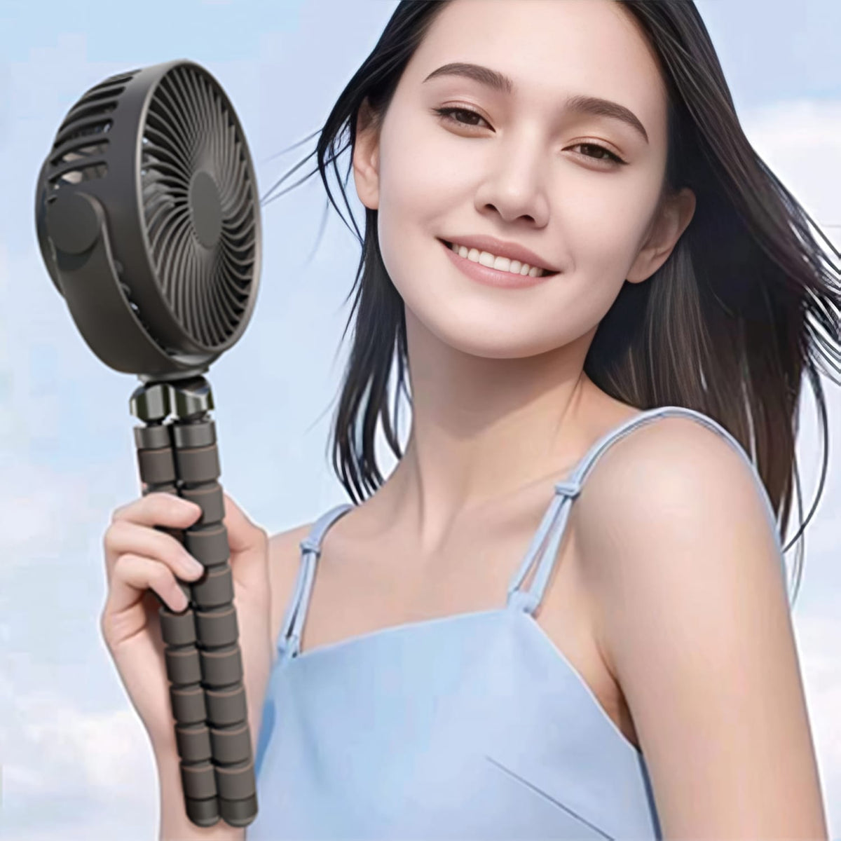 Airbro 5-In. Portable Squid Fan with Flexible Tripod Legs, 4 Speeds, 800-mAh Rechargeable Battery, up to 5 Hours Run Time, 360° Air Flow