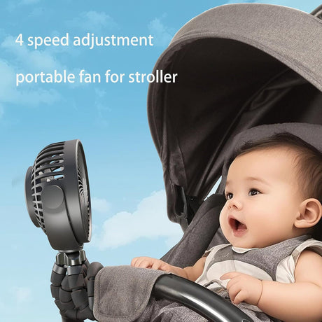 Airbro 5-In. Portable Squid Fan with Flexible Tripod Legs, 4 Speeds, 800-mAh Rechargeable Battery, up to 5 Hours Run Time, 360° Air Flow