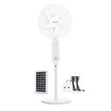 Airbro 16-In. Portable Rechargeable 70° Oscillating Stand Fan with Power Bank, 3 Speed, 1200 CFM, 5 Blades, LED, Max 20 Hours Run Time, Solar, Remote