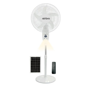 Airbro 4.5-Ah 18-In. ChargeFlow Portable Rechargeable AC/DC Oscillating Stand Fan with Power Bank, 9 Speeds, Max 20 Hours Run Time, Solar, Remote