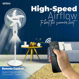 Airbro 4.5-Ah 18-In. ChargeFlow Portable Rechargeable AC/DC Oscillating Stand Fan with Power Bank, 9 Speeds, Max 20 Hours Run Time, Solar, Remote
