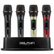 Dolphin Audio MCX-804 1-Channel 2.4-GHz Wireless Mic System, 4 Handheld Dynamic Cardioid Mics, up to 55-Yard Range, Charging Base, 1/4-In. Receiver