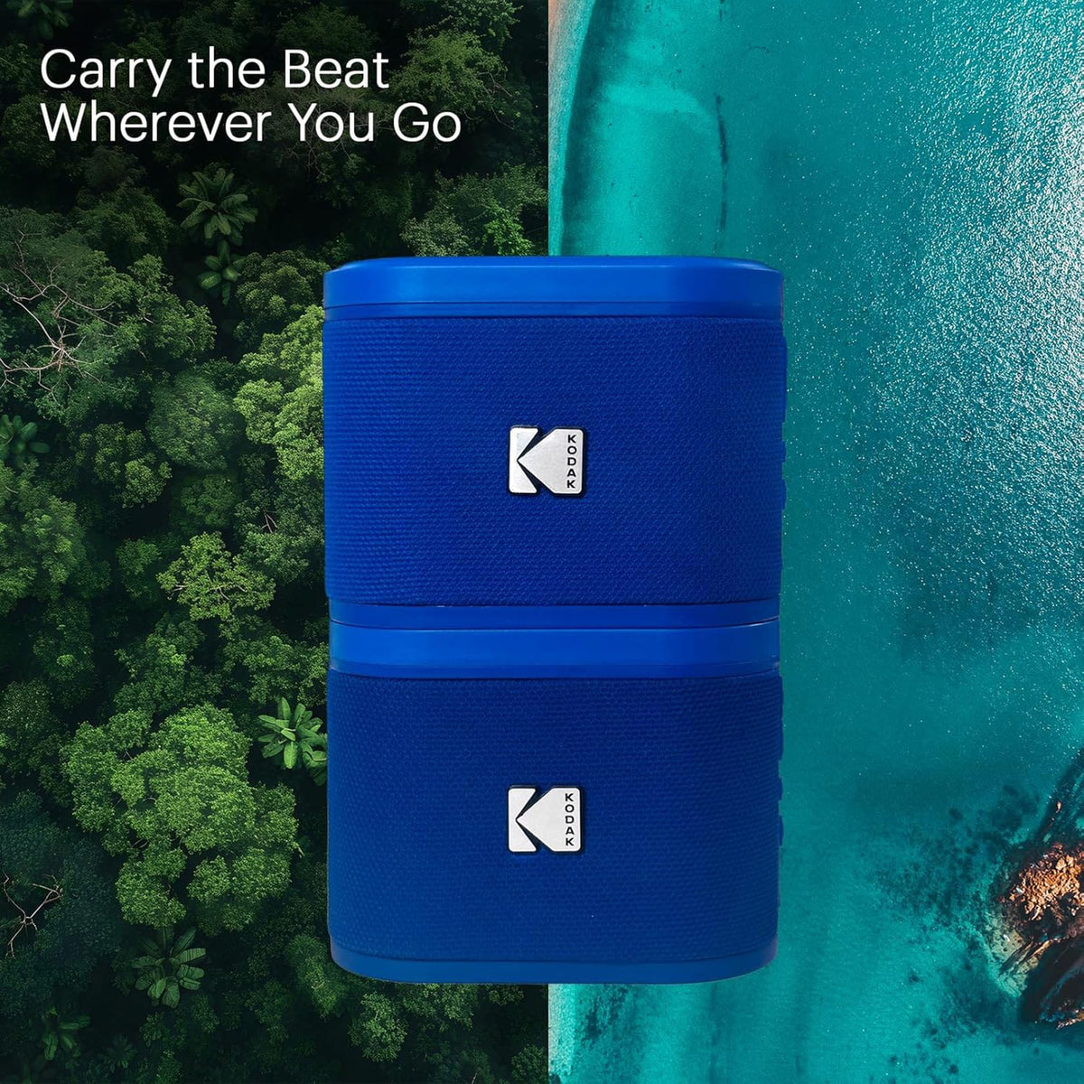 Kodak SoundBrix 2-Piece Portable Rechargeable Bluetooth Speaker System with TWS, Magnetic Docking, up to 5 Hours Play Time, Backstage Blue