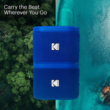 Kodak SoundBrix 2-Piece Portable Rechargeable Bluetooth Speaker System with TWS, Magnetic Docking, up to 5 Hours Play Time, Backstage Blue