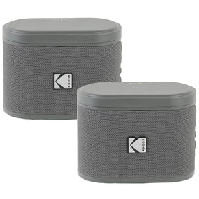 Kodak SoundBrix 2-Piece Portable Rechargeable Bluetooth Speaker System with TWS, Magnetic Docking, up to 5 Hours Play Time, Treble Gray