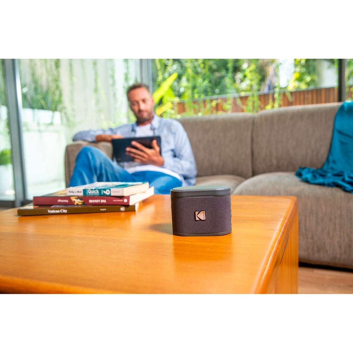 Kodak SoundBrix 2-Piece Portable Rechargeable Bluetooth Speaker System with TWS, Magnetic Docking, up to 5 Hours Play Time, Treble Gray