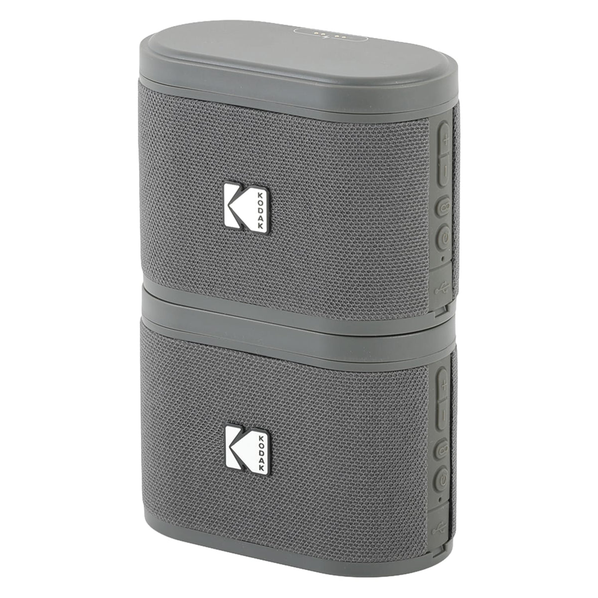 Kodak SoundBrix 2-Piece Portable Rechargeable Bluetooth Speaker System with TWS, Magnetic Docking, up to 5 Hours Play Time, Treble Gray