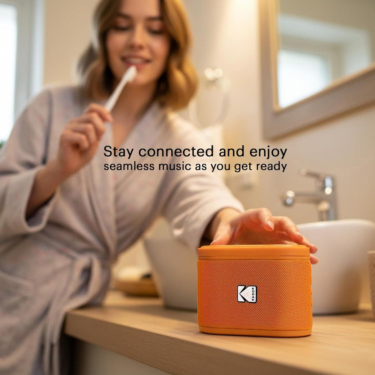 Kodak SoundBrix 2-Piece Portable Rechargeable Bluetooth Speaker System with TWS, Magnetic Docking, up to 5 Hours Play Time, Overload Orange