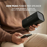 Kodak SoundBrix Plus 2-Piece Portable Rechargeable Bluetooth Speaker System, TWS, Magnetic Docking, IPX4, up to 5 Hours Play Time, Midnight Black