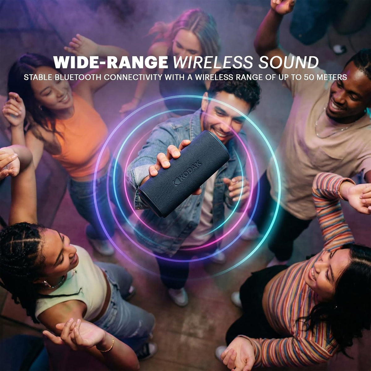 Kodak SoundBrix Plus 2-Piece Portable Rechargeable Bluetooth Speaker System, TWS, Magnetic Docking, IPX4, up to 5 Hours Play Time, Grooving Gray