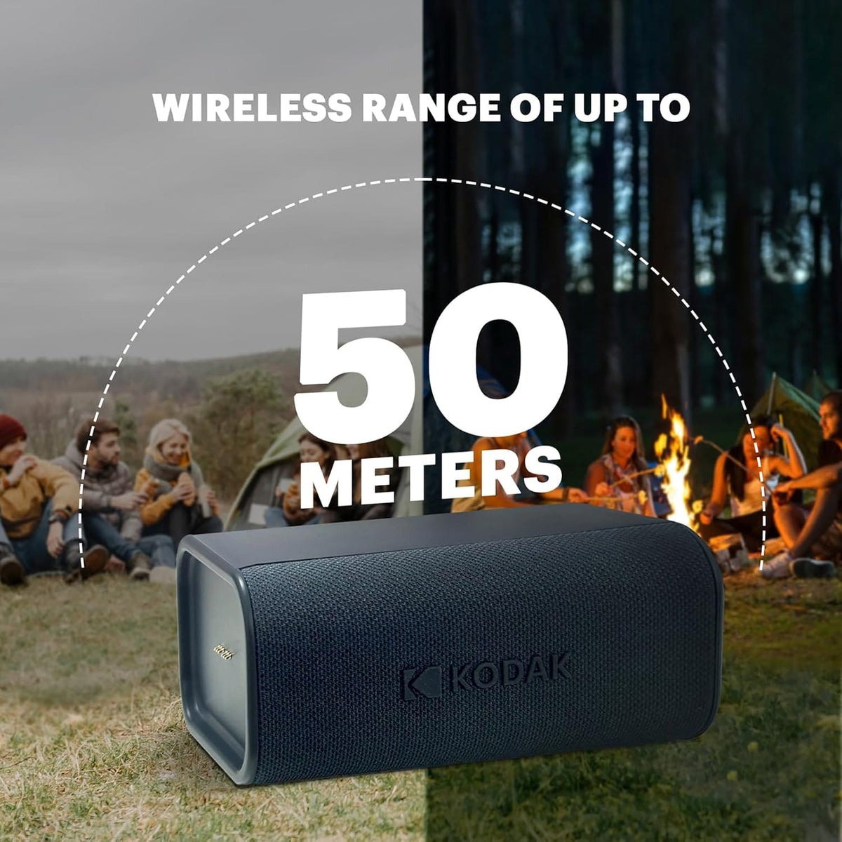 Kodak SoundBrix Plus 2-Piece Portable Rechargeable Bluetooth Speaker System, TWS, Magnetic Docking, IPX4, up to 5 Hours Play Time, Grooving Gray