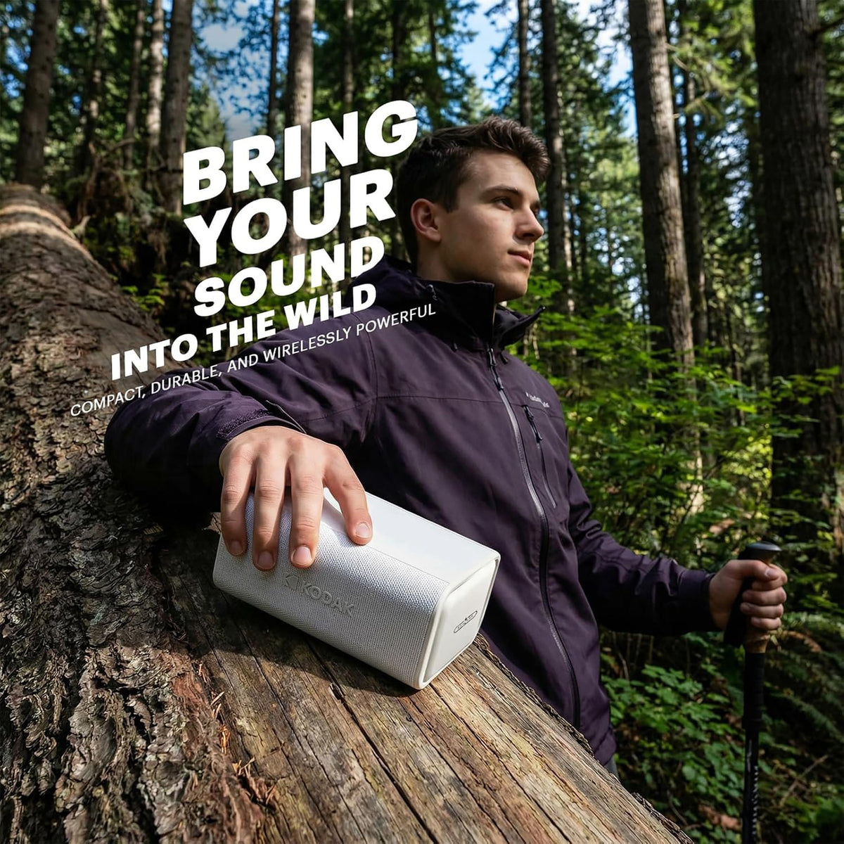 Kodak SoundBrix Plus 2-Piece Portable Rechargeable Bluetooth Speaker System, TWS, Magnetic Docking, IPX4, up to 5 Hours Play Time, Glacier White