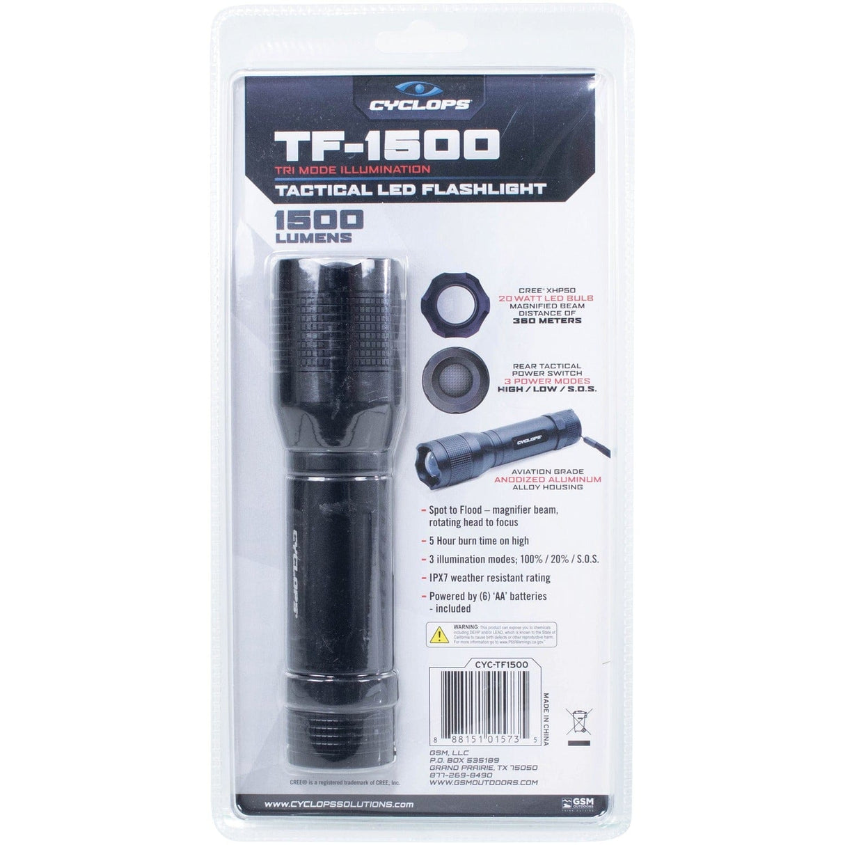 Cyclops 1500-Lumen Tactical Flashlight