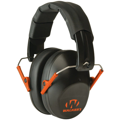 Walker's Game Ear PRO Low-Profile Folding Muff, Black and Orange