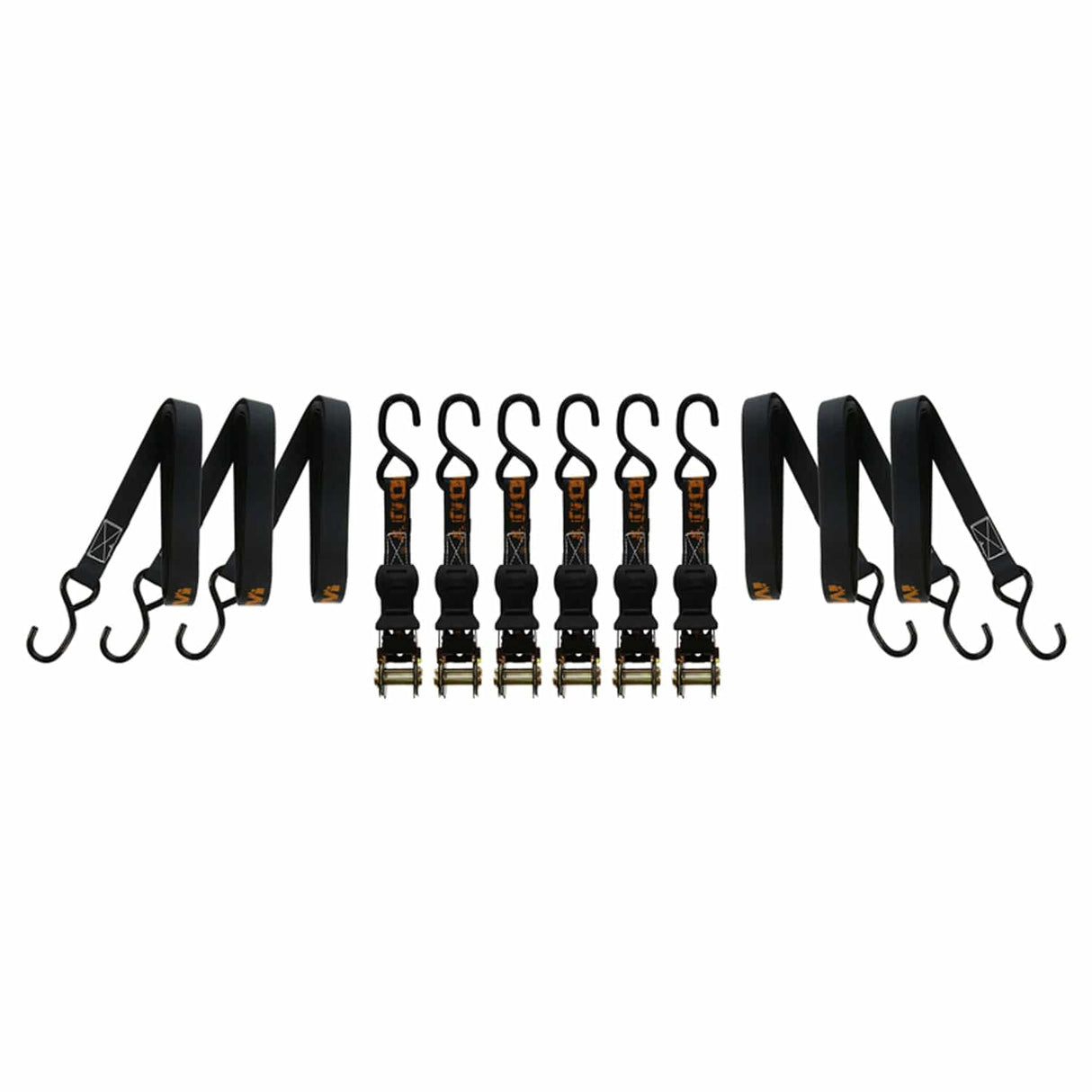 Muddy 1-In. x 14-Ft. Durable Ratchet Straps with Coated S-Hooks, 6 Count