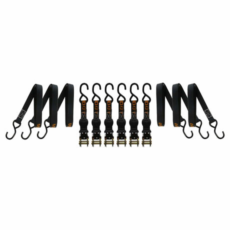 Muddy 1-In. x 14-Ft. Durable Ratchet Straps with Coated S-Hooks, 6 Count