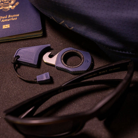 SOG Rapid Rescue Pocket Seatbelt Cutter and Glass Breaker with Removable Sheath, Midnight Blue