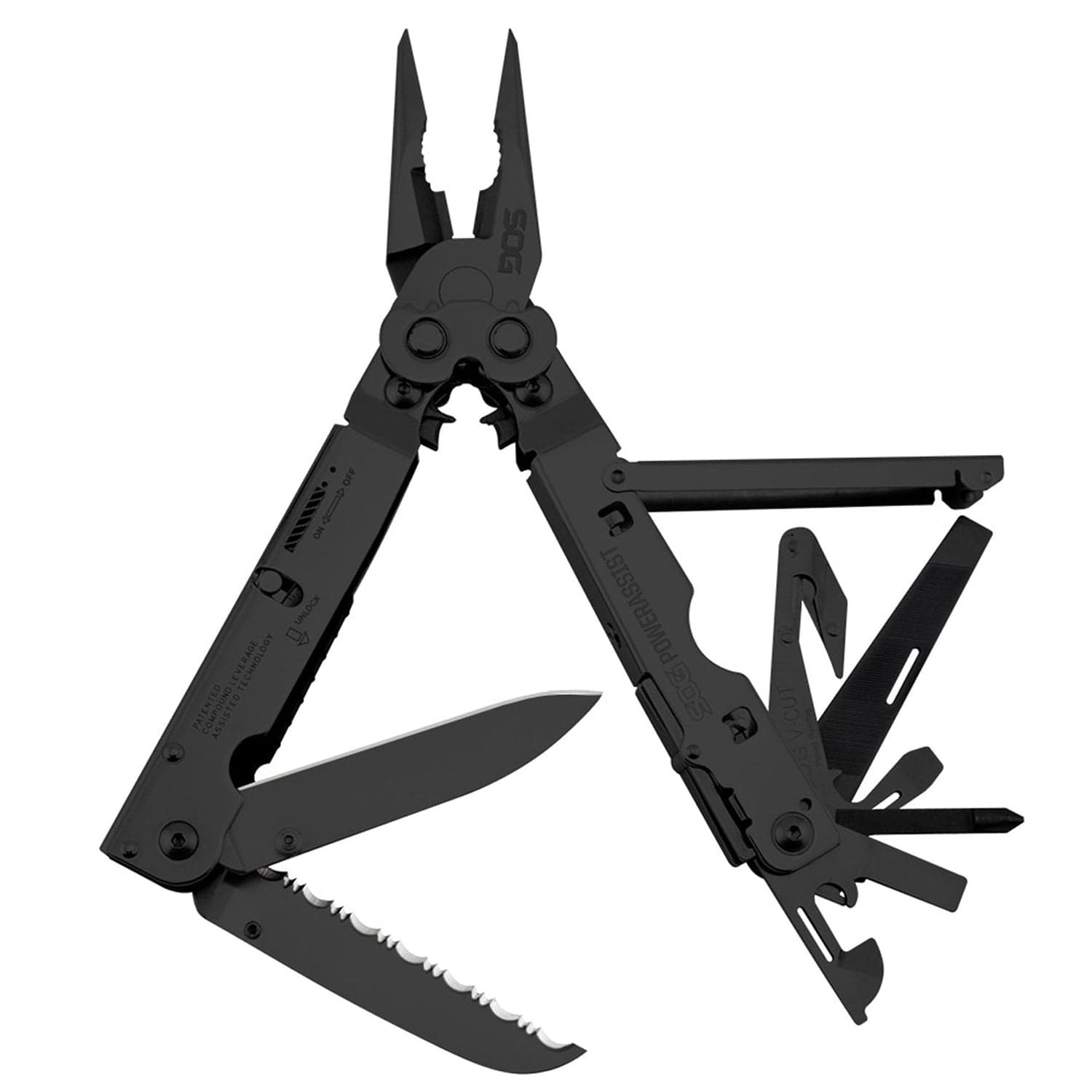 SOG PowerAssist 16-in-1 Multi-Tool with Nylon Pouch, Black Oxide