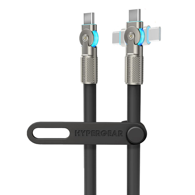 HyperGear USB-C to USB-C Fast Charge and Sync Chunky180° Rugged Cable, 6 Ft., Black