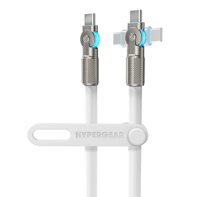 HyperGear USB-C to USB-C Fast Charge and Sync Chunky180° Rugged Cable, 6 Ft., White
