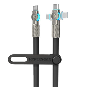 HyperGear USB-C to USB-C Fast Charge and Sync Chunky180° Rugged Cable, 12 Ft., Black