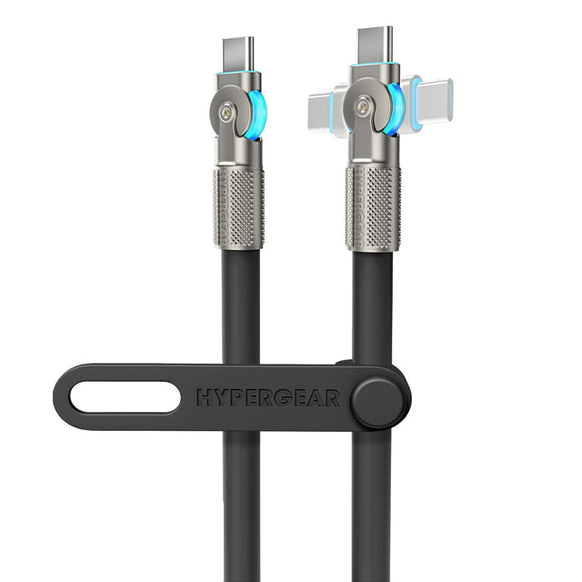 HyperGear USB-C to USB-C Fast Charge and Sync Chunky180° Rugged Cable, 12 Ft., Black