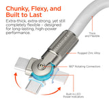 HyperGear USB-C to USB-C Fast Charge and Sync Chunky180° Rugged Cable, 12 Ft., White