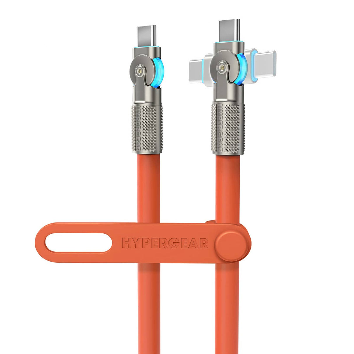 HyperGear USB-C to USB-C Fast Charge and Sync Chunky180° Rugged Cable, 6 Ft., Orange