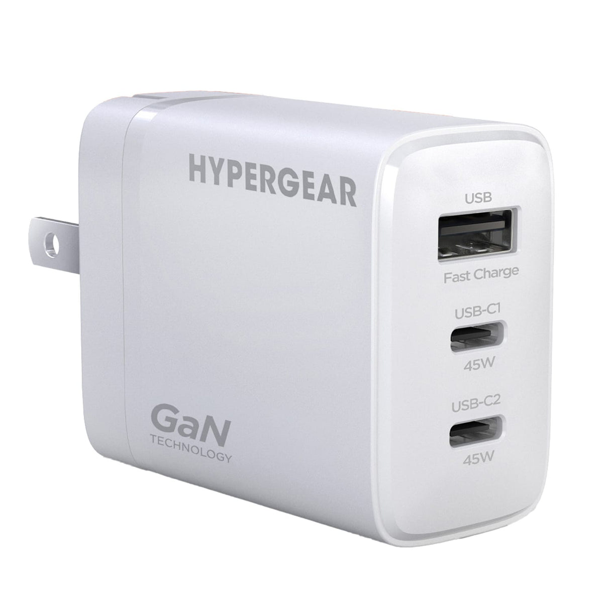 HyperGear 45-Watt Tri-Port SpeedBoost USB-C PD GaN Wall Charger with 6-Ft. USB-C Cable