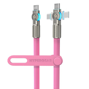 HyperGear USB-C to USB-C Fast Charge and Sync Chunky180° Rugged Cable, 6 Ft., Pink