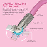 HyperGear USB-C to USB-C Fast Charge and Sync Chunky180° Rugged Cable, 6 Ft., Pink