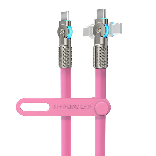 HyperGear USB-C to USB-C Fast Charge and Sync Chunky180° Rugged Cable, 12 Ft., Pink