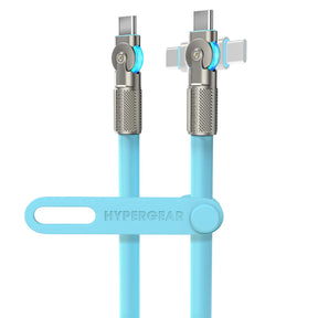 HyperGear USB-C to USB-C Fast Charge and Sync Chunky180° Rugged Cable, 12 Ft., Sky Blue