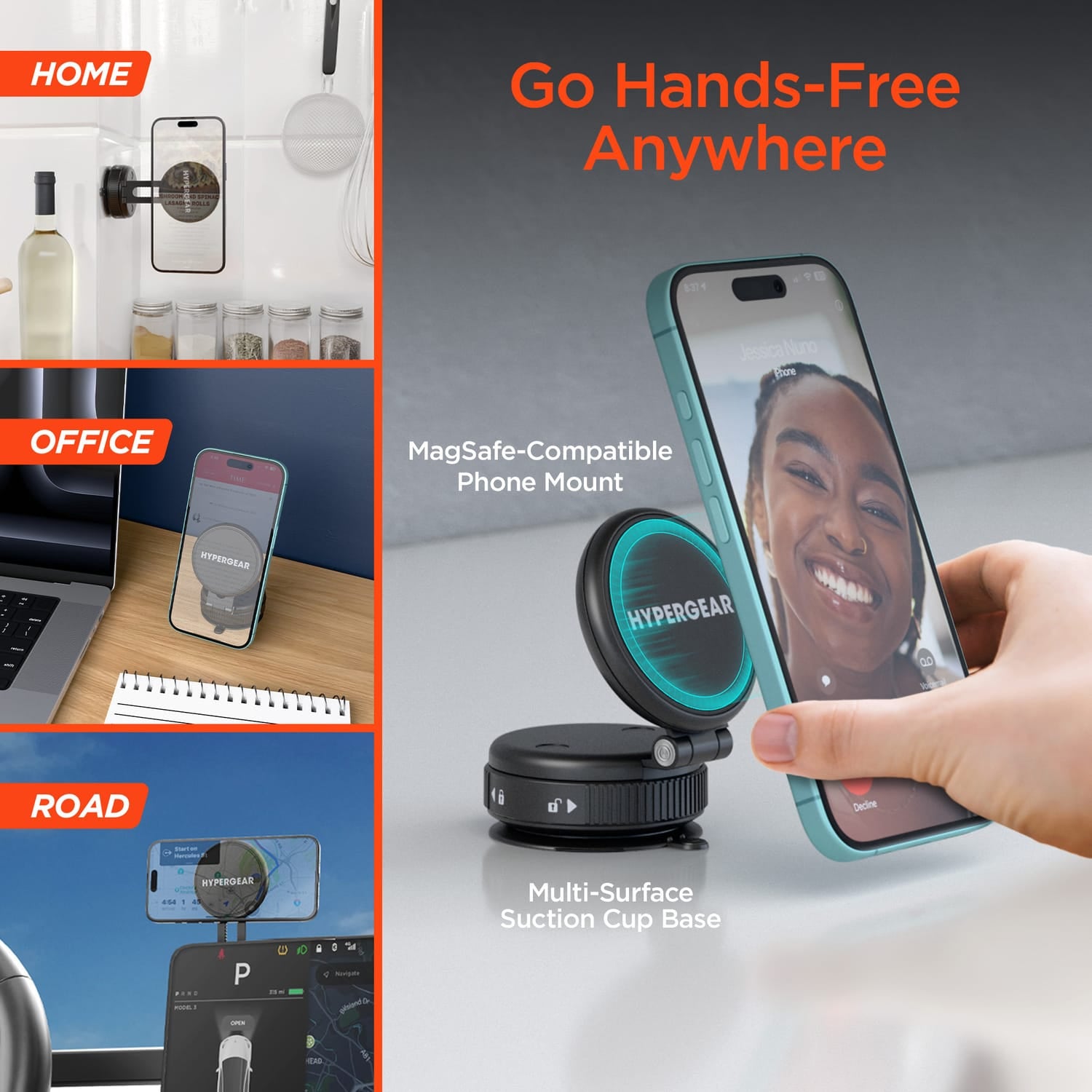 HyperGear Mag Vac Magnetic Phone Mount with Vacuum Suction-Cup Base