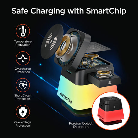 HyperGear 15-Watt PowerFold Cube 3-in-1 Magnetic Wireless Charging Stand for Apple Devices