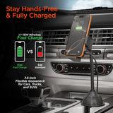 HyperGear 15-Watt EZ Grip Wireless Charging Car Mount with Flexible Cup-Holder Base with 3.3-Ft. USB-C Power Cable