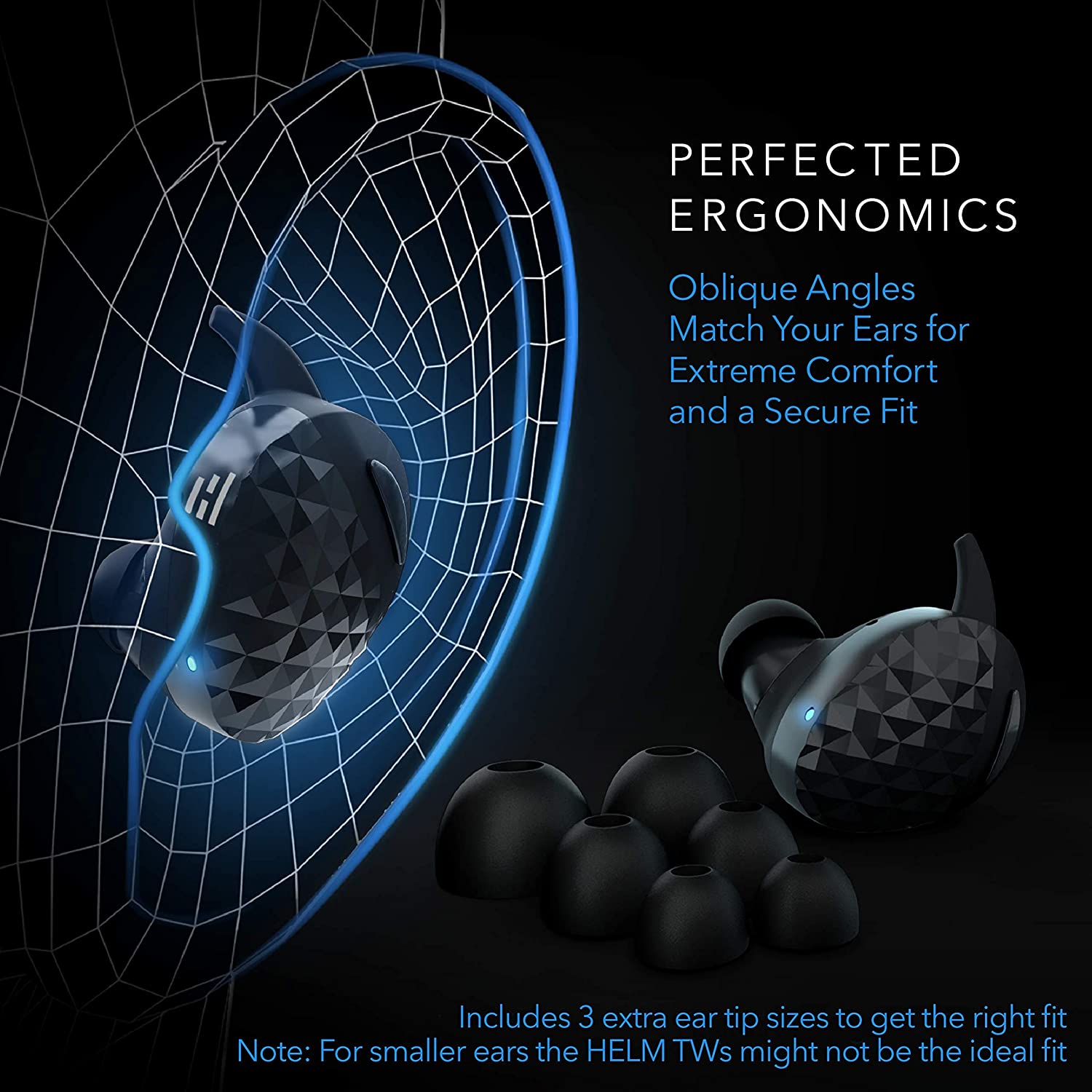 HELM Bluetooth Headphones, Earbuds/Earphones, Black